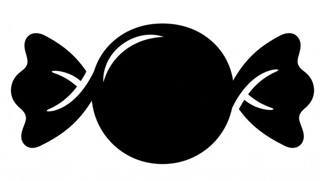 Black silhouette of a wrapped candy icon on white background