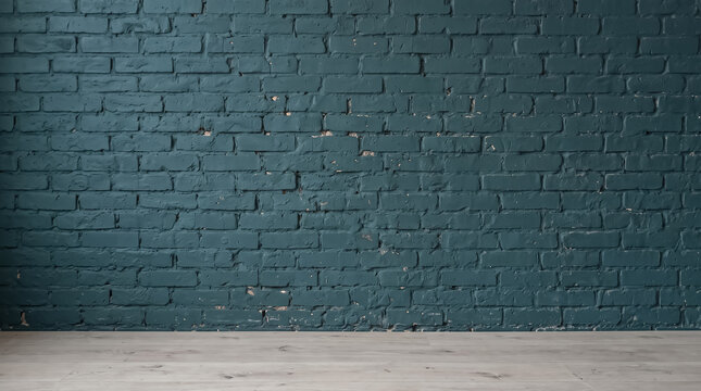 Dark grey brick wall texture background with a clean concrete floor for product display and interior design projects
