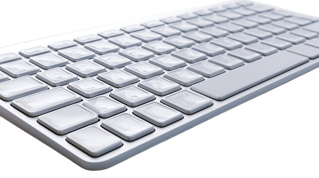 Modern wireless computer keyboard with white keys isolated on a