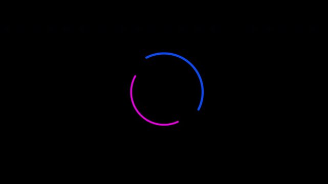 Loading Animation Circular Circle Line Round Rotate and Different Stroke Purple Blue Color Loop Transparent Background. Perfect For UI or Overlay Video Element.