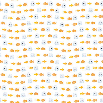 Cute cartoon fish and octopus pattern