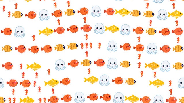 Cute Cartoon Sea Creatures Pattern