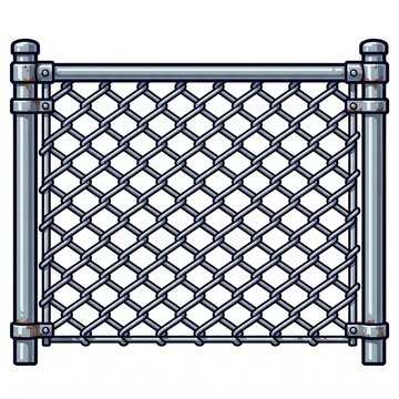 Chain link metal fence illustration with rust spots
