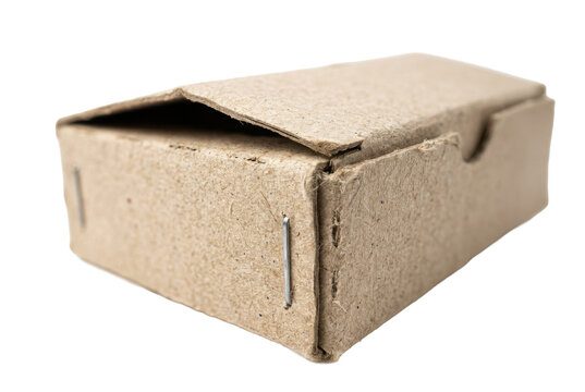 Cardboard box with metal staples