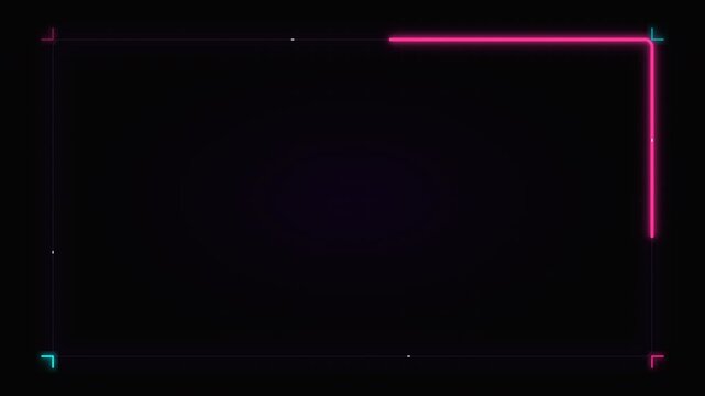 Neon laser border with running colorful light on a dark grid background, ideal for gaming streams, tech presentations and futuristic overlays