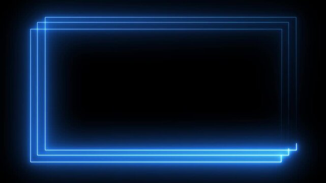 Glowing blue neon triple frame overlay, abstract light lines border animation for social media, digital signage, and cinematic intro backgrounds