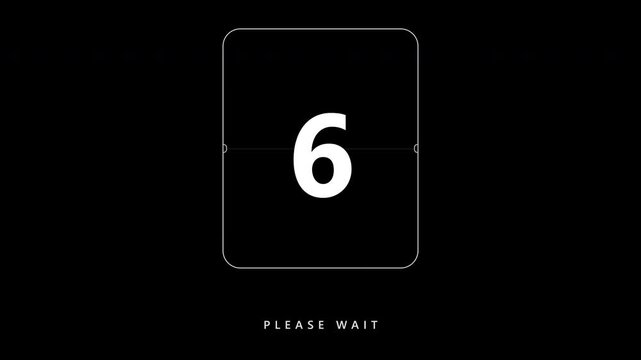 Retro flip clock countdown sequence on transparent background. 4K Alpha Channel