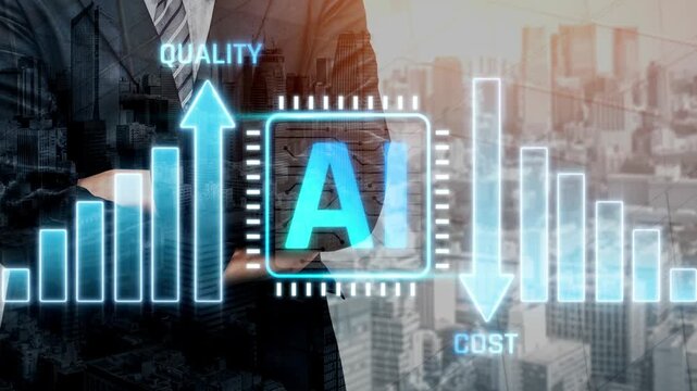 Business Professional Analyzing Data Trends with Artificial Intelligence and Cost Management in a Modern Urban Environment Sigmoid