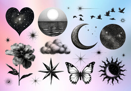 Celestial Nature Illustration Element Set
