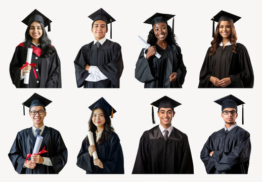 Diverse Graduates Celebrating Achievement Element Design Set