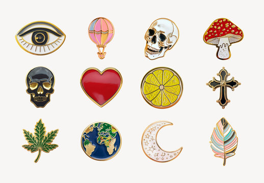 Colorful Enamel Pins Element Design Collection