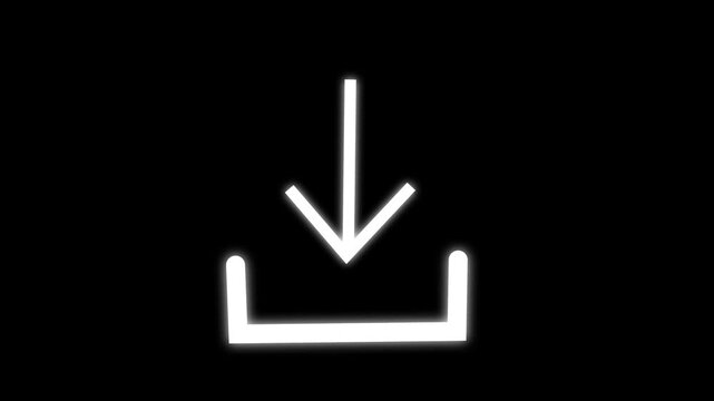 animation of download icon arrow icon. on black background