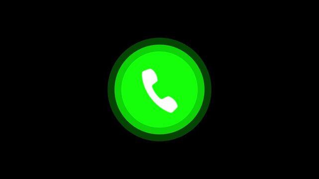 Incoming call ring icon animation on black background. call ringing icon animated. phone dial symbol. Incoming call on mobile phone screen. Incoming call icon. user interface icon. Video ... 
