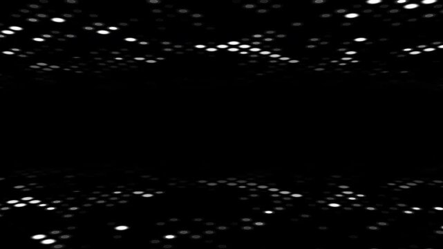 Glowing white polka dots shimmer across black tron background provide copy space, creating backdrops for parties, posters, and invitations.