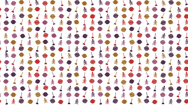 Pattern of cleaning and grilling icons