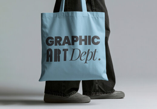 Person Holding Blank White Tote Bag For Mockup PSD