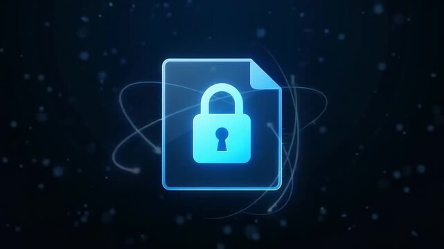 Digital document icon converting into binary code on blue glowing background