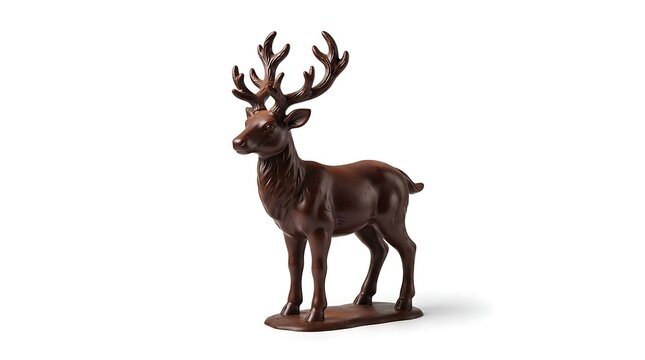 Chocolate reindeer figurine isolated on white background
