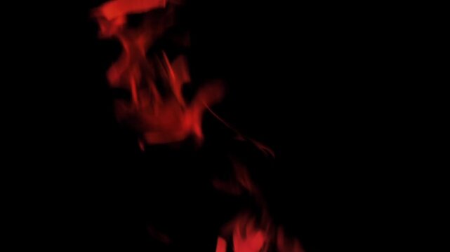 Red Orange Flames Burning on Black Background Overlay