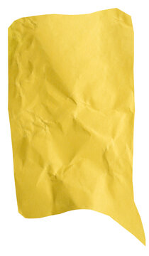 Tall yellow crumpled paper speech bubble with right tail
