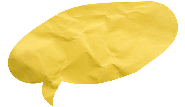 Elongated yellow speech bubble with offset curling tail