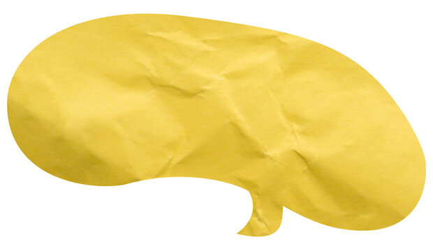 Rounded yellow paper speech bubble with hooked lower tail