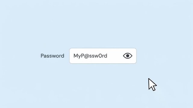Password input field showing typing characters and toggling visibility on blue background