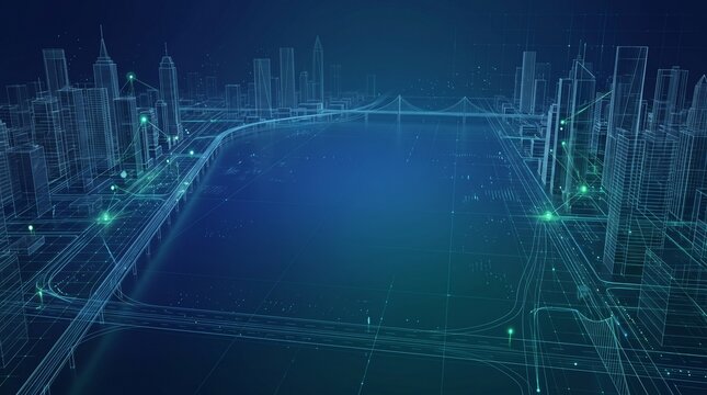 Smart city and IoT technology background with connected urban infrastructure