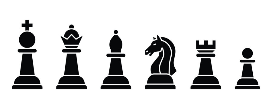 Chessman chess piece solid icon set