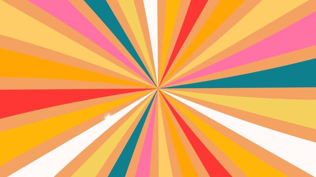 Vibrant multicolored sunburst patterns radiating from the center create a dynamic energetic display of bold stripes that bring joy and excitement to any project needing high contrast visual