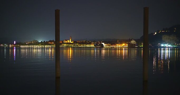 : Night scenes on lake Maggiore in Italy
