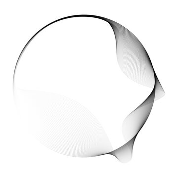 abstract black line wave circle frame isolated on white background for minimal logo emblem tech badge typography copy space and vector design element