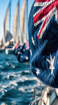 Australian flag sailboat marina coastal water