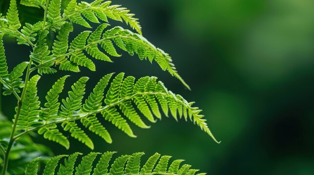 Lush Green Fern Leaves Against a Soft Blurred Background in Natural Environment