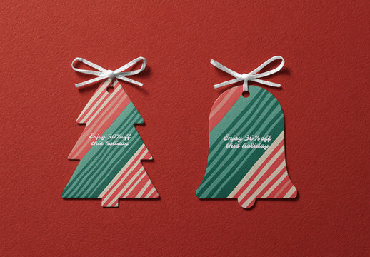 Festive Holiday Discount Tag Mockups PSD