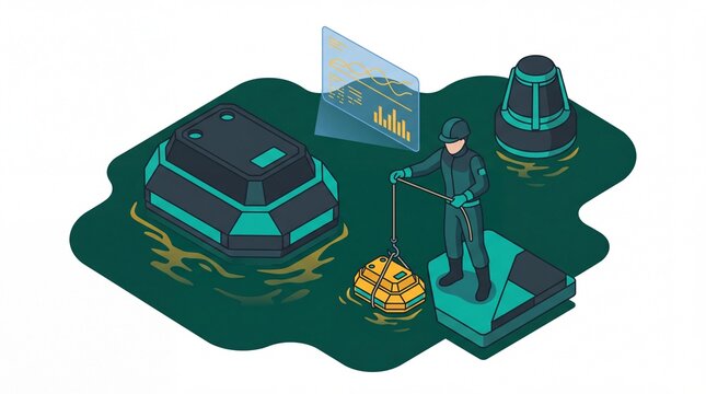 World wetlands day vektor of scientist monitoring water ecosystem