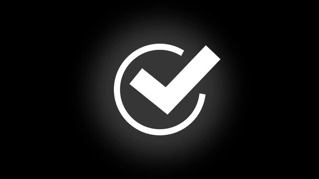 Glowing check mark icon.4k motion graphics video