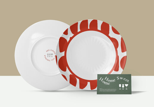 Stylish Plates Mockup With Artistic Design PSD