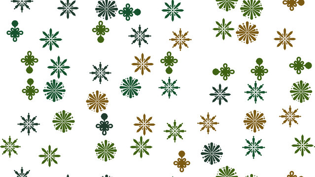 Green and brown floral and knot seamless pattern