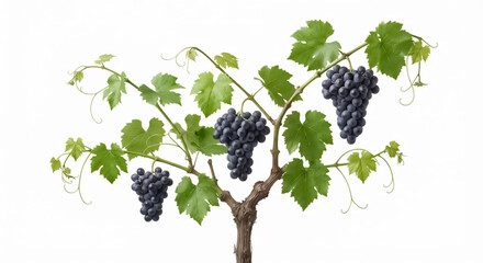 Naklejka premium Grappe de raisins noirs sur fond blanc 