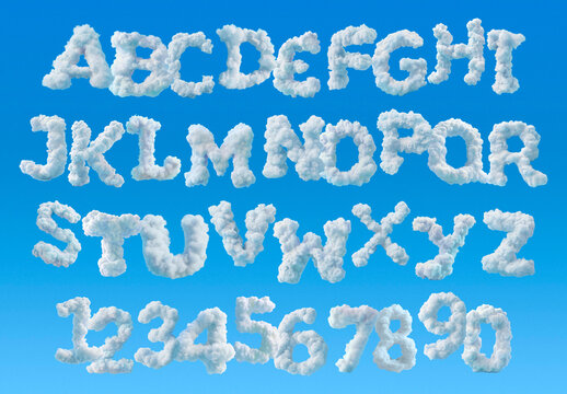 Cloud Letters Sky Alphabet Numbers Font Set
