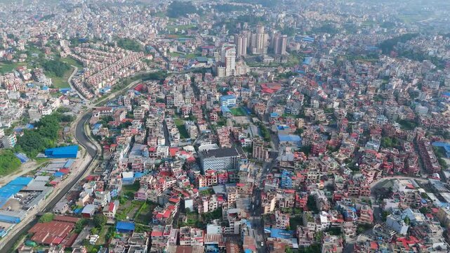 Vast Urban Sprawl Cityscape with Green Energy Transition Aerial Panorama