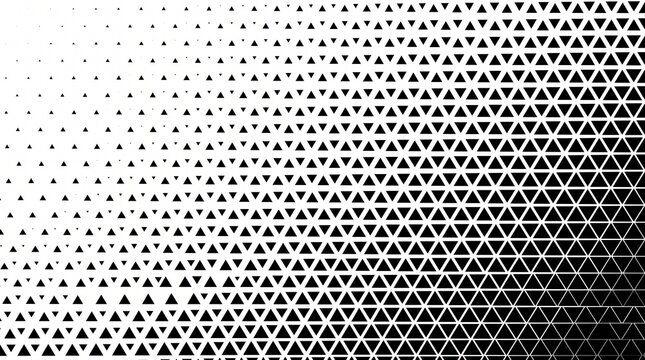 Abstract halftone triangle pattern background in black and white