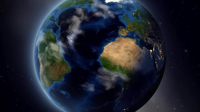Earth Orbit Zooming In to Oran Algeria Location Pin