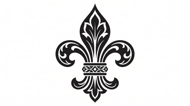 Black fleur de lis emblem isolated on white background for heraldic
