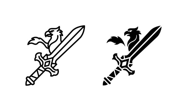 Griffin sword icon, solid for logo