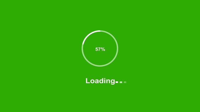 Dynamic circular loading progress bar animation with percentage counter isolated on a solid chroma key green screen background, for seamless editing, and digital interface, overlay integration