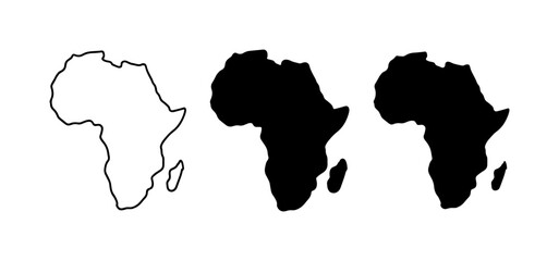 Africa continent outline and solid icons for map © Josim
