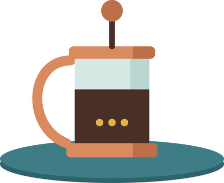 French press coffee maker plunger vector illustration on white background