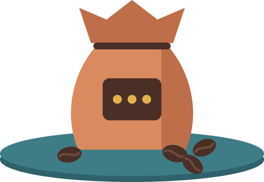 Sack of coffee beans vector illustration on white background